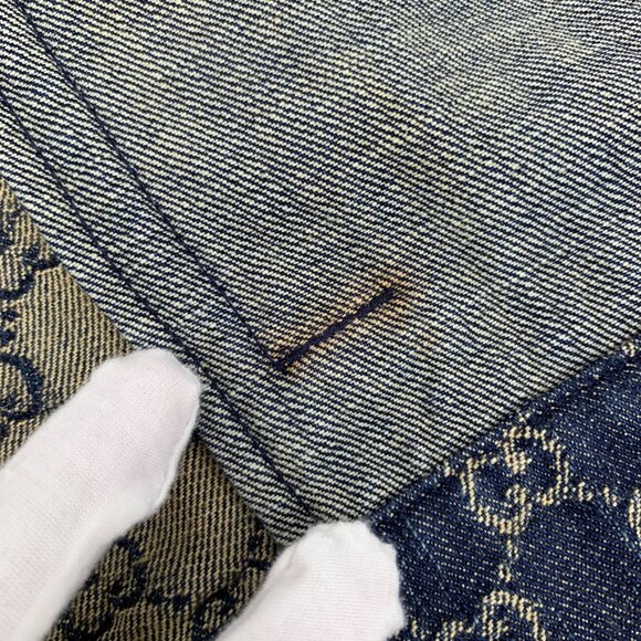 Gucci Dark blue logo jacquard monogram cotton button-up denim jacket - Picture 9 of 9